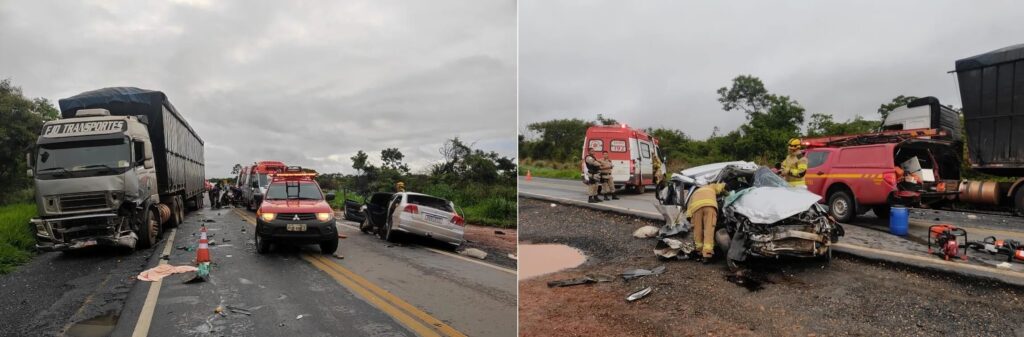 Bebê morre após carro da família bater em caminhão