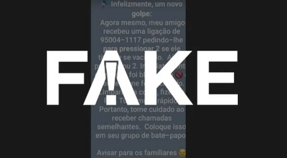 Vídeo diz que ligação pede para discar dois se estiver vacinado e clona celular