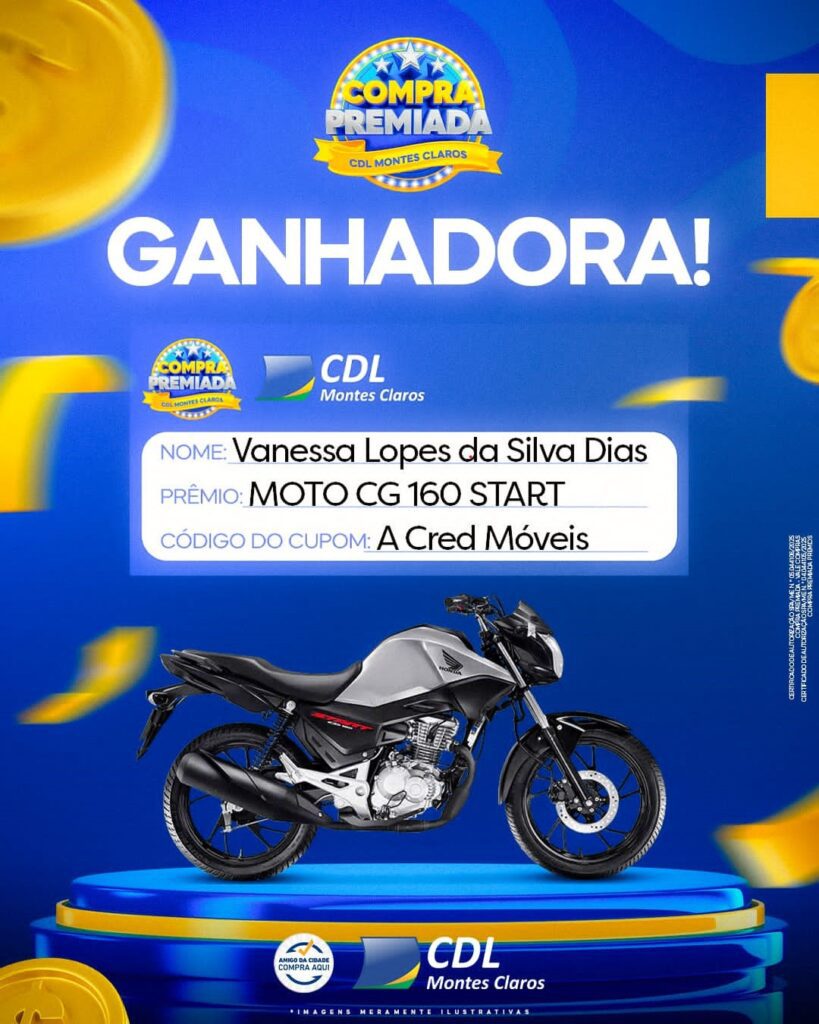 Compra Premiada CDL termina com vencedora que leva moto zero km
