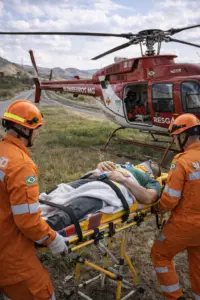 Bombeiros socorrem motorista de helicóptero em Engenheiro Navarro