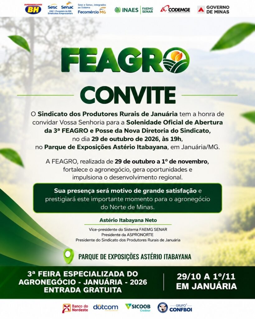 Parque de Exposições de Januária recebe a abertura da Feagro 2026 com ampla programação técnica e comercial